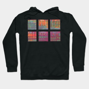 Liminal Space in Orange, Pink, Teal and Purple through 6 windows Hoodie